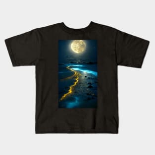 Midnight sky shore glow Kids T-Shirt